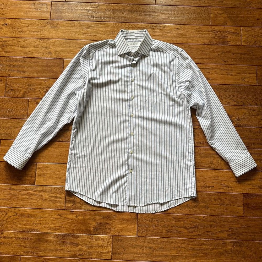 Blue and White Striped Nautical Dress Shirt men’s 34/35